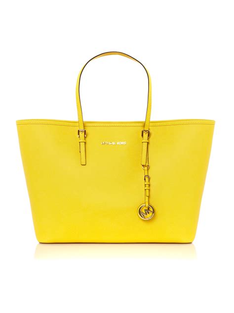 buy online michael kors neoprene jet set yellow tote bag|michael kors designer tote jetset.